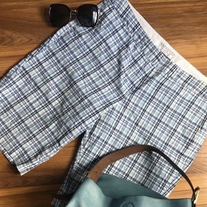Blue plaid Bermuda shorts